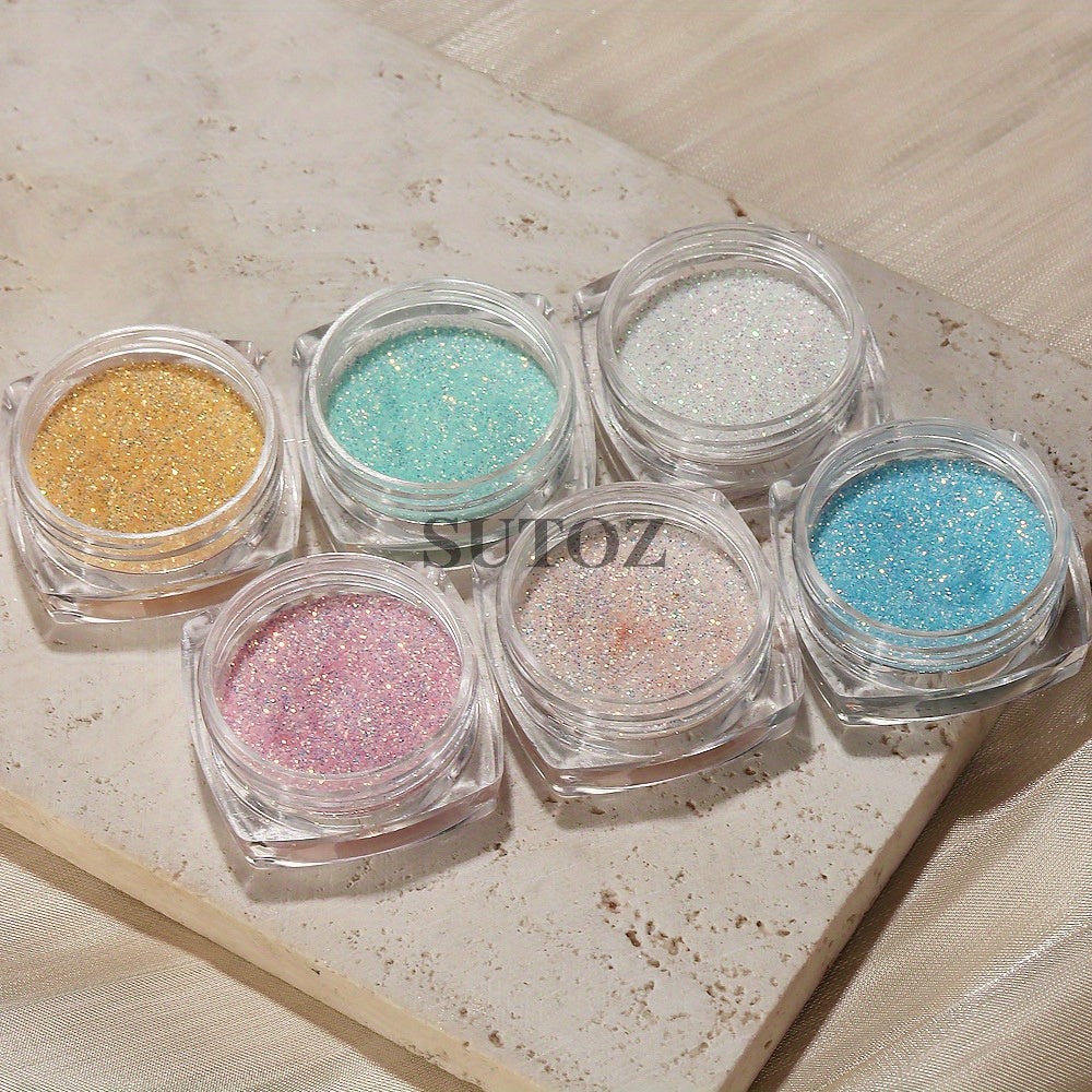 Glittery Rainbow Candy Nail Glitter Set - Ultra-Fine, Luminous Sugar Effect for Stunning Nail Art, Fragrance-Free, Ideal for Hands & Feet, Round Shape, Perfect for DIY Manicures, Nail Art Accessories